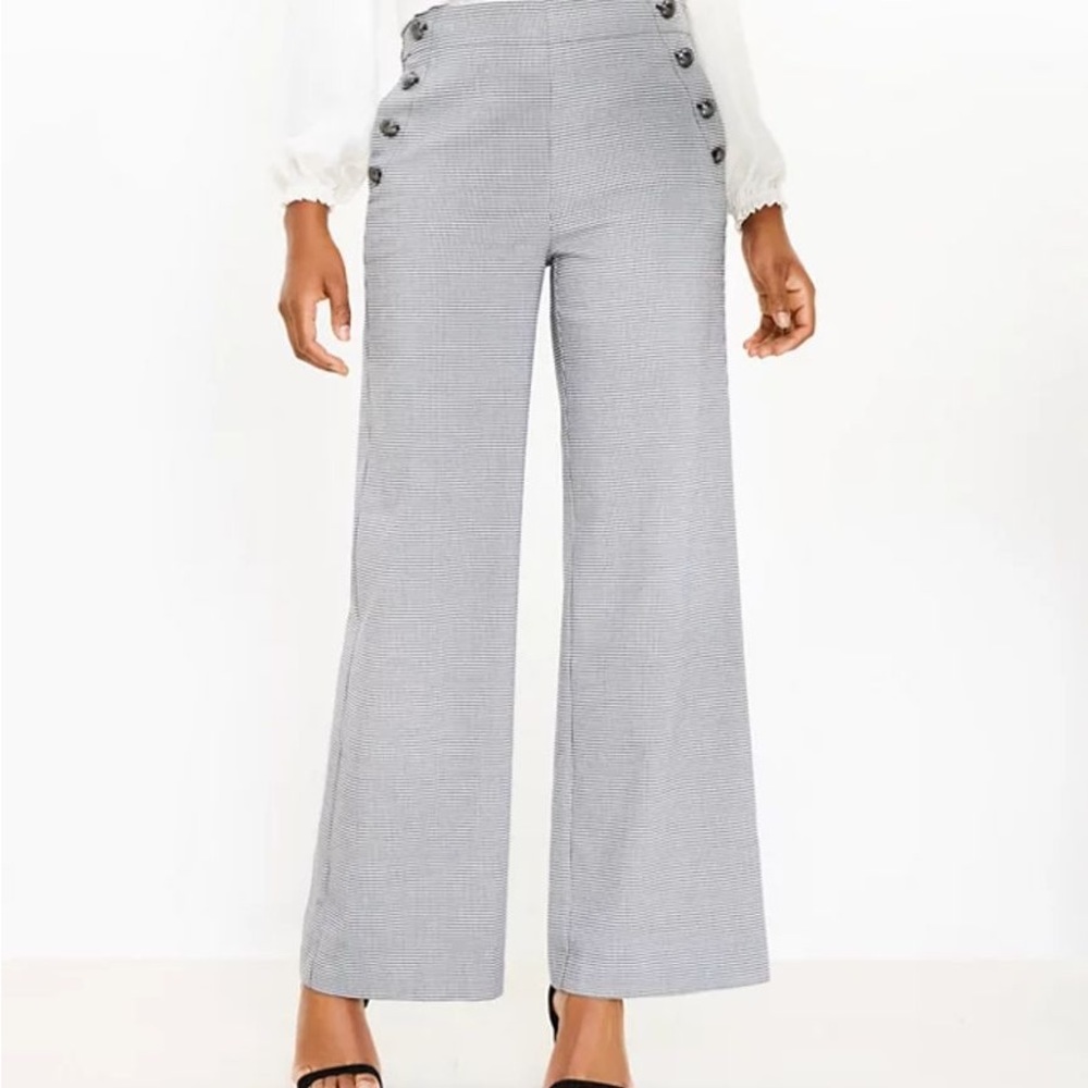 Curvy Sailor Trouser Pants in Houndstooth